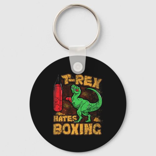 T-rex Hates Boxing Funny Boxer Dinosaur Tyrannosau Keychain