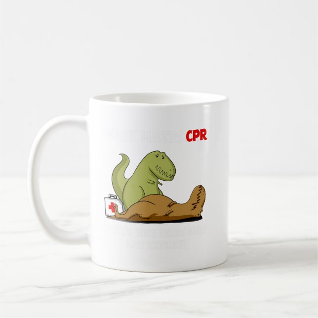 T-REX HATES CPR MUG (Left)