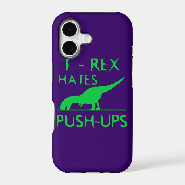 T REX HATES PUSHUPS Funny Dino Design Iphone Case (Back)