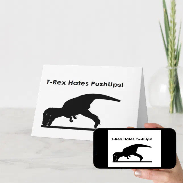 T Rex Hates Pushups Push Ups Humor Funny Card Zazzle