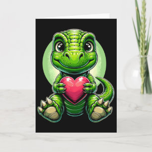 T-rex Holding Heart Valentine's Day Cute Dinosaur  Card
