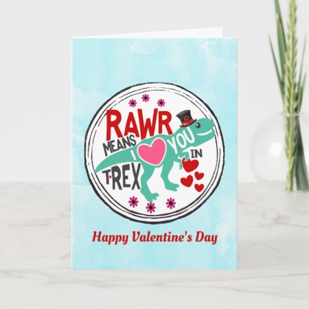 T-rex In A Top Hat Cute Funny Valentine's Day Card