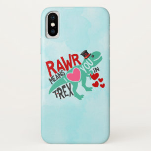 T-Rex in a Top Hat Rawr Means I Love You Funny iPhone X Case