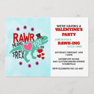 T-Rex in a Tophat Cute Funny Valentine Invitation