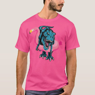 T-Rex In Flamingo Float  Funny Pool Party T-Rex Di T-Shirt