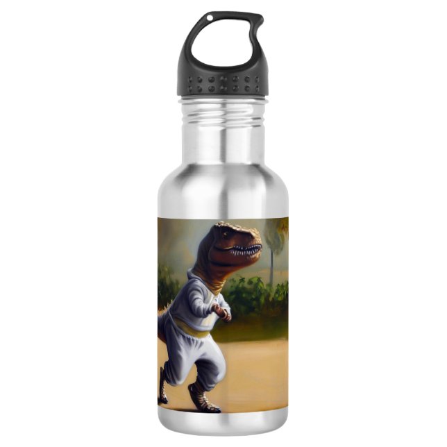 T Rex Jogging Stainless Steel Water Bottle (Front)
