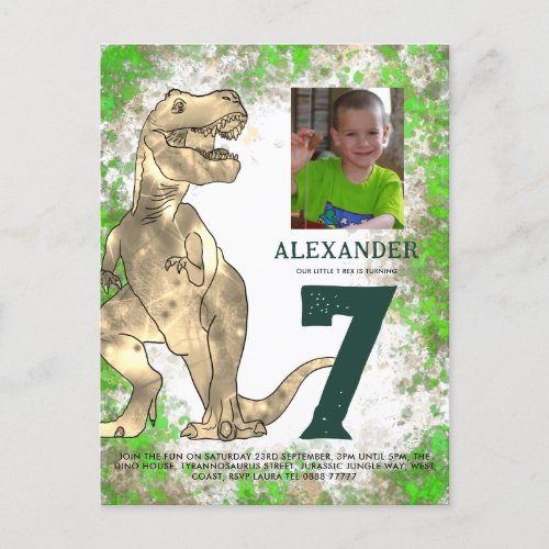 T Rex Jungle Birthday Party Photo Invitation Postcard