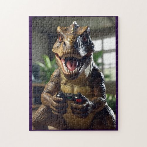T Rex Jurassic Dinosaur Funny Gamer Jigsaw Puzzle