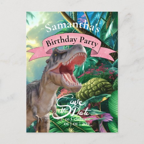 T Rex Jurassic World Birthday Girl Postcard