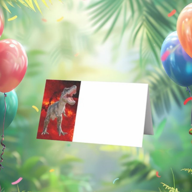 T Rex, Jurassic World, Fire Party Place Card (Perfect for kids and dinosaur lovers alike—let's get this party started!)