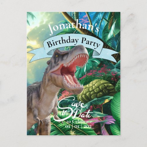 T Rex Jurassic World Happy Birthday Postcard