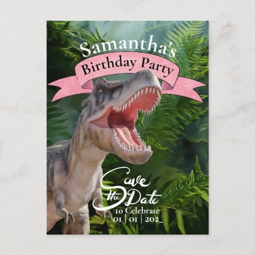 T Rex Jurassic World Jungle Birthday Girl Postcard
