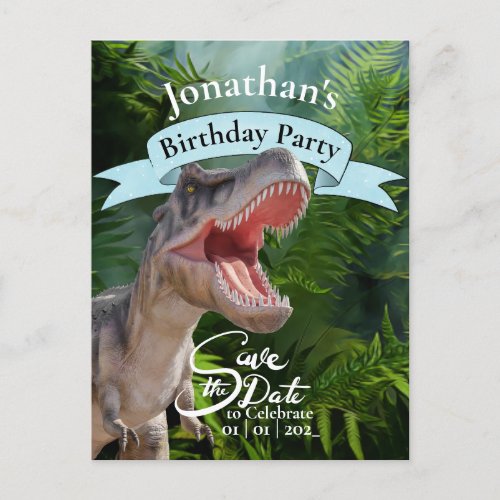 T Rex Jurassic World Jungle Happy Birthday Postcard