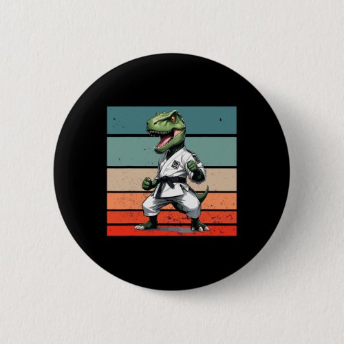 T.rex Karate Gi Black Belts Fierce Powerful Stance Button