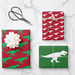 T-Rex King Christmas Dinosaur Tyranosaurus Power Wrapping Paper Sheets