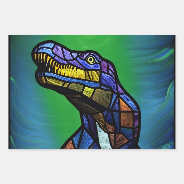 T-Rex King Of The Dinosaurs Wrapping Paper Sheets (Front)