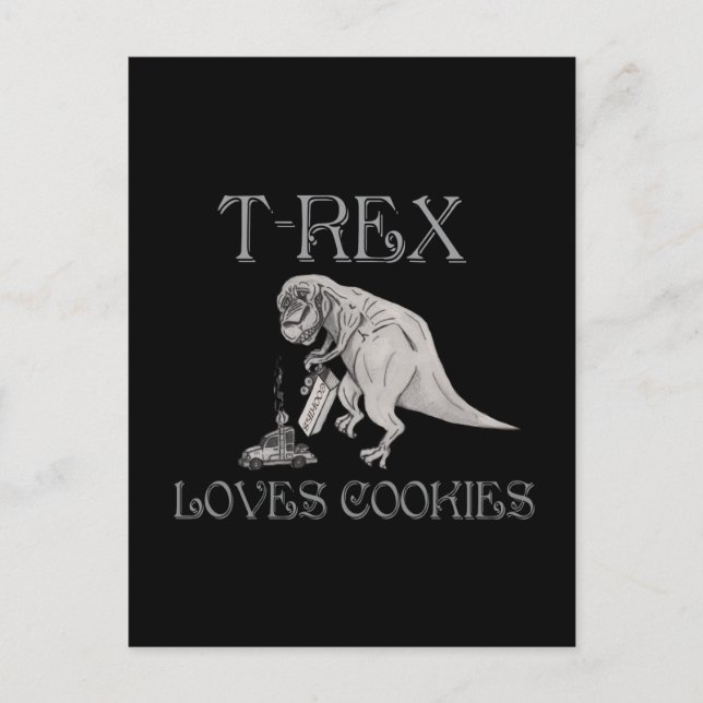 T-Rex Loves Cookies Postcard (Front)