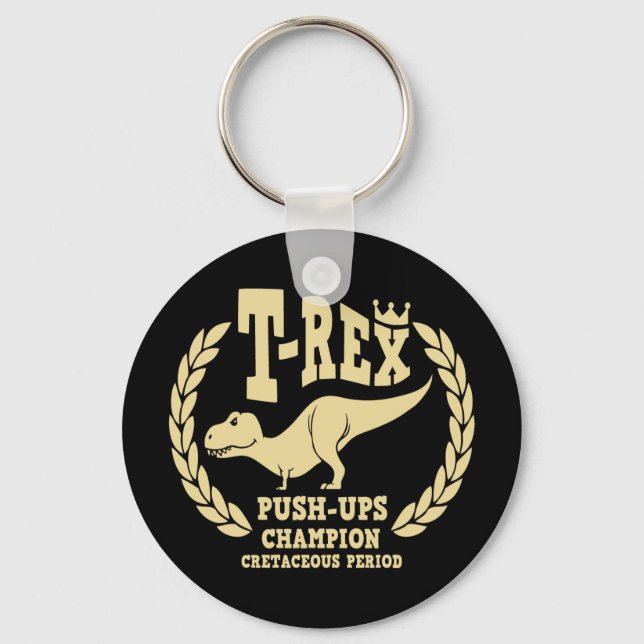 T-Rex Loves Push-Ups Keychain (Front)