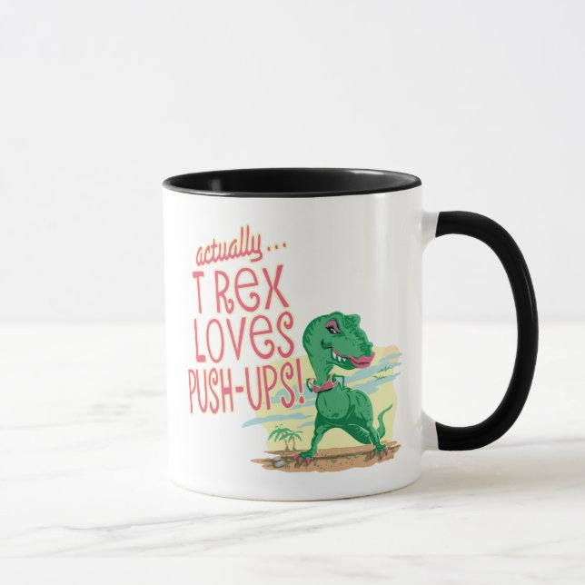 T Rex Loves Push-Ups Mug (Right)