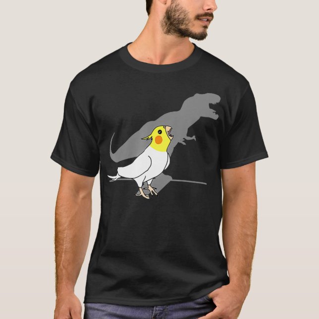 T-Rex Lutino Cockatiel Yellow White Parrot Birb T-Shirt (Front)