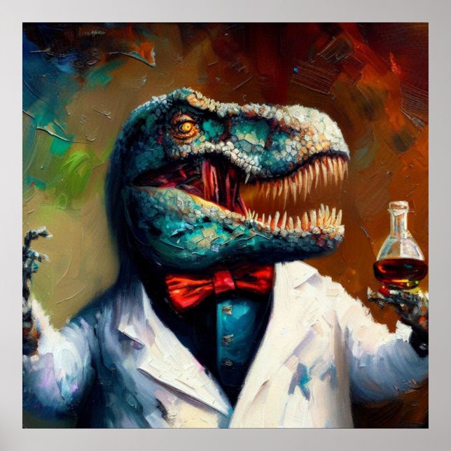 T Rex Mad Scientist Poster (Front)