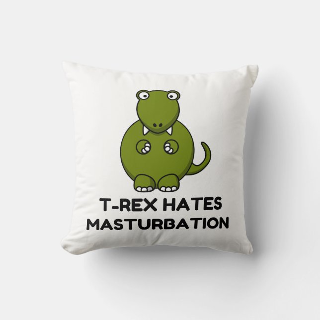 T Rex Masturbation Throw Pillow (Front)