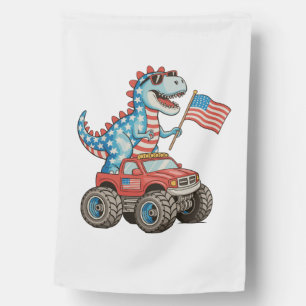 T Rex Monster Truck Dinosaur 250th Anniversary House Flag