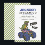 T-Rex Monster Truck Rawr Dinosaur Kids Birthday Invitation<br><div class="desc">Cute design for kids,  boys or girls who love dinosaur,  dino cartoon,  T-rex and other dinosaur species. Perfect for Jurassic theme birthday party. You can customize the wording to fit other occasions.</div>