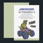 T-Rex Monster Truck Rawr Dinosaur Kids Birthday Invitation<br><div class="desc">Cute design for kids,  boys or girls who love dinosaur,  dino cartoon,  T-rex and other dinosaur species. Perfect for Jurassic theme birthday party. You can customize the wording to fit other occasions.</div>