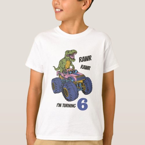 T_Rex Monster Truck Roar Dinosaur Kids Birthday T_Shirt