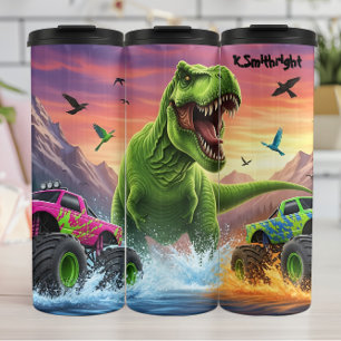 T-Rex Monster Trucks Water Splash Thermal Tumbler