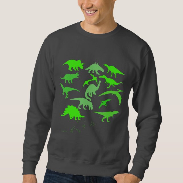 T-Rex Multiple Dinosaurs Collage Hoodie Sweatshirt (Front)
