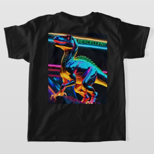 T_Rex Neon Dinosaur Kids Basic T_Shirt