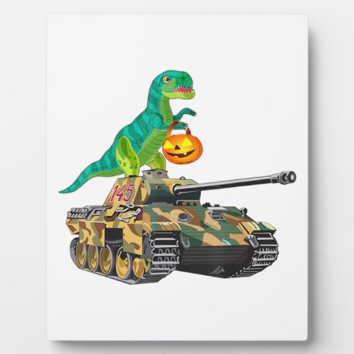 T_Rex On Military Tactical Halloween Costume Lazy Plaque