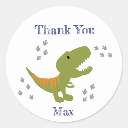 T_rex Party Thank You Classic Round Sticker