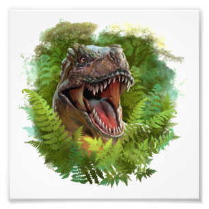 T-Rex peeking out of the bush Photo Print