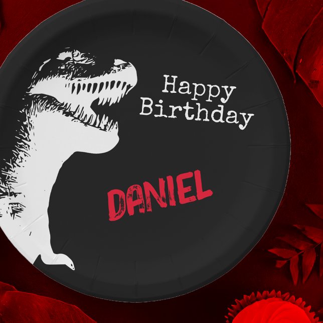T-rex Personalized Birthday Paper Plates (Creator Uploaded)