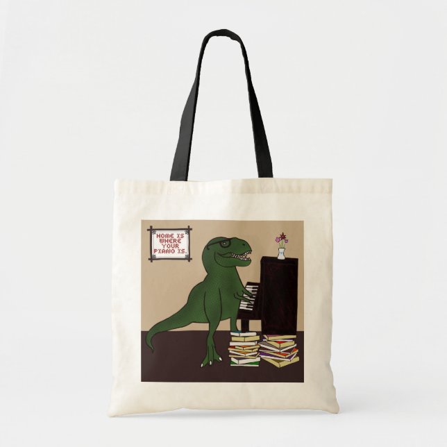T-Rex Piano Tote Bag (Front)