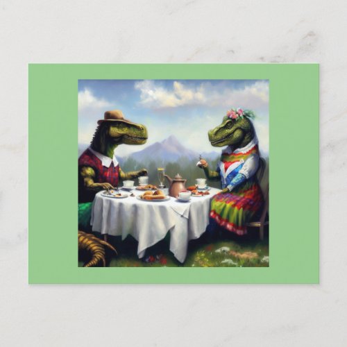 T Rex Picnic Postcard