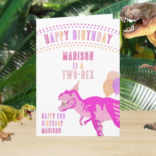 T-Rex Pink Any Age Dinosaur Happy Birthday