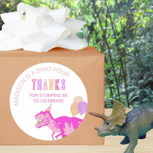 T-Rex Pink Cute Any Age Dinosaur Thank You Classic Round Sticker