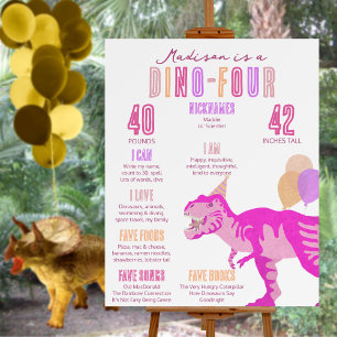 T-Rex Pink Dino-Four Milestone Year Board