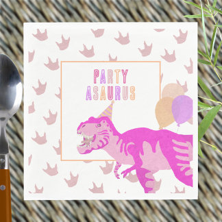 T-Rex Pink Dinomite Cute Dinosaur Birthday Party Napkins