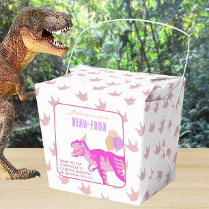 T-Rex Pink Thank You Birthday Dino Party Favor Boxes