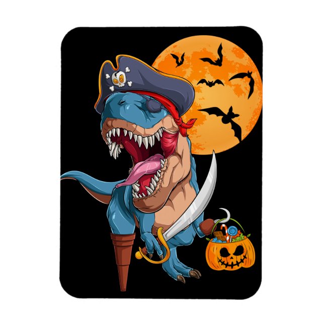 T-Rex Pirate Trick Arrr Treat Halloween Dinosaur Magnet (Vertical)
