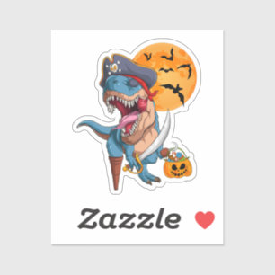 T-Rex Pirate Trick Arrr Treat Halloween Dinosaur Sticker