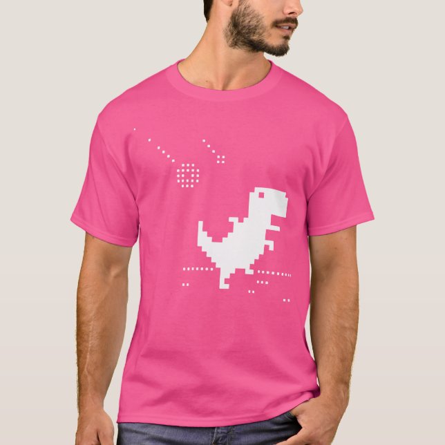 T-Rex Pixel Art 	 Geek Offline Meteorite Nerd T-Shirt (Front)