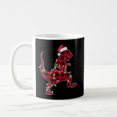 T Rex Plaid Red Buffalo Dinosaur Christmas Pajamas Coffee Mug