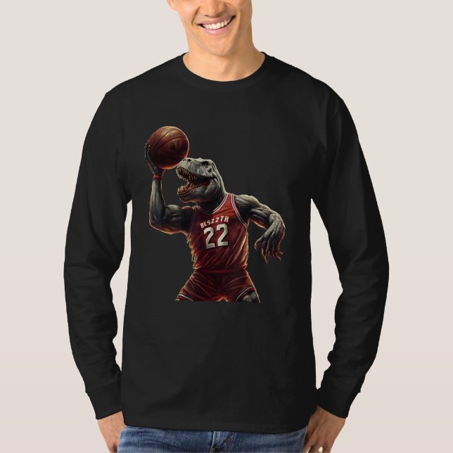 T Rex playing Basketball Coach Dino Trex Rex Sport T-Shirt (Front)