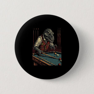 T Rex Playing Billiards Dinosaur Billiard Player D Button